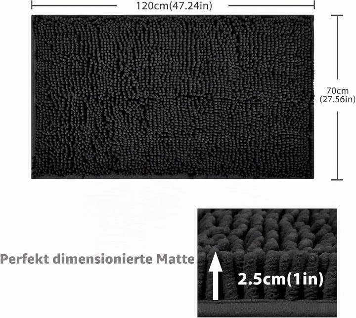 FCSDETAIL rutschfeste, Hochflor Badteppiche 70 x 120 cm, Maschinenwaschbare Badematte, Badvorleger m