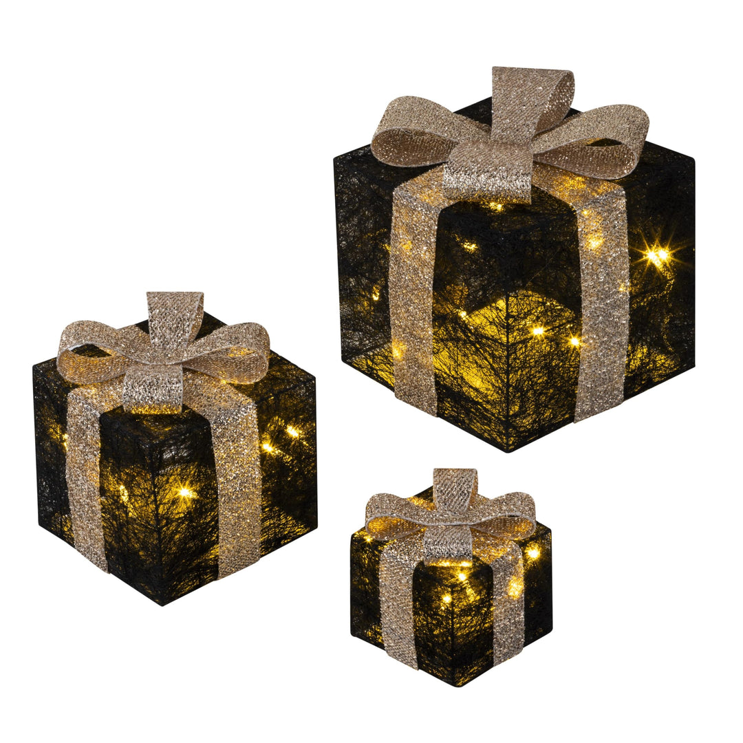 Bambelaa! 3er Led Deko Geschenke Leucht Boxen Timer Weihnachts Dekoration Weihnachtsdeko Beleuchtet