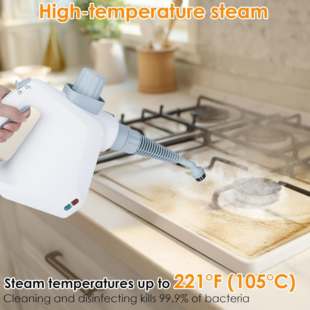 Dampfreiniger Hand, Elektrischer Dampfreiniger Handgerät mit 10 Zubehör, 3,2 Bar & 1000W Dampfreinig
