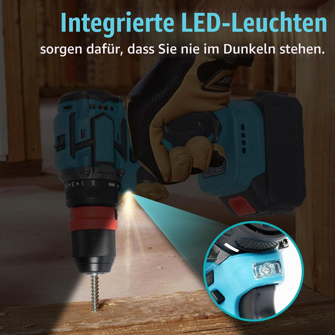 21V Akku Bohrschrauber Set, makita Akkuschrauber Klein mit 4 Wechselfuttern | (ohne Akku/Ladegerät),