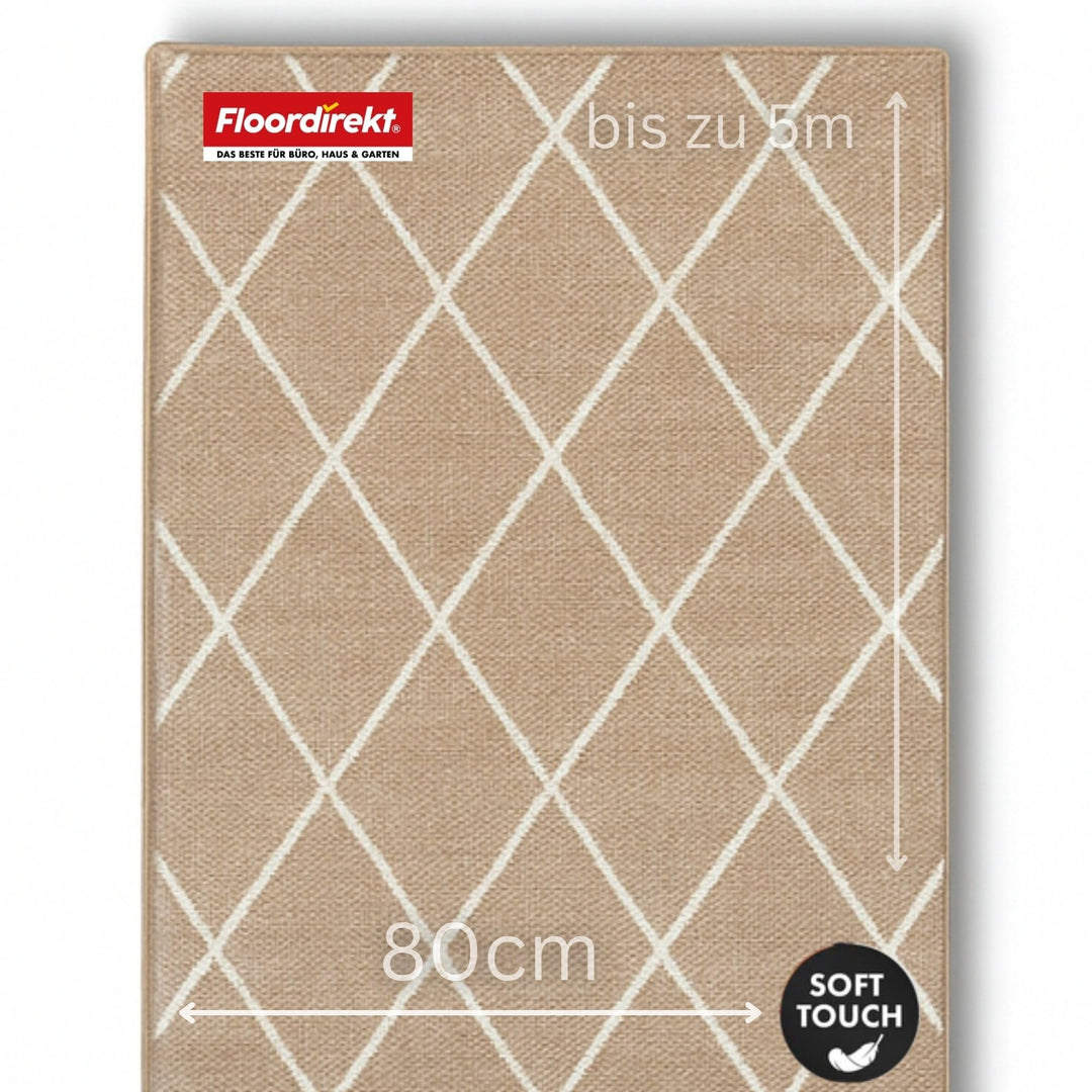 Floordirekt Teppich-Läufer Cosenza | Modernes Rauten-Design | Hochwertige Verarbeitung | Rutschhemme