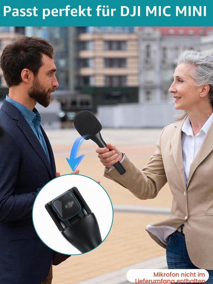 YOUSHARES Interview GO Handheld Adapter für DJI Mic MINI mit Popschutz (Duo-Ton Schwarz-auf-Weiss) -