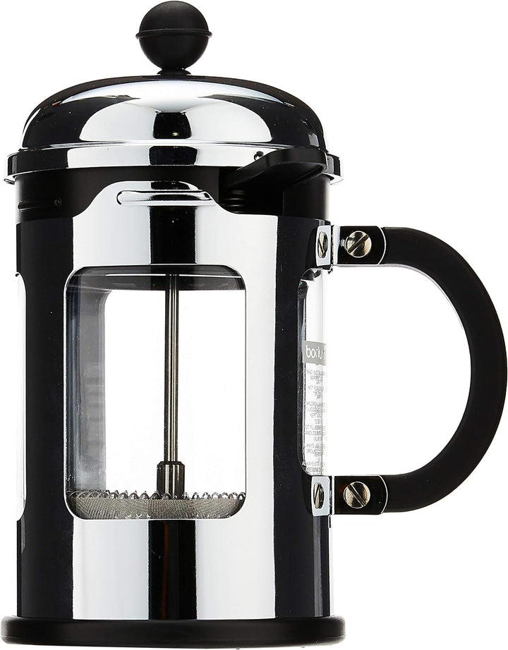 Bodum CHAMBORD Kaffeebereiter (French Press System, Auslaufschutz, Edelstahlrahmen, 0,5 liters) glän