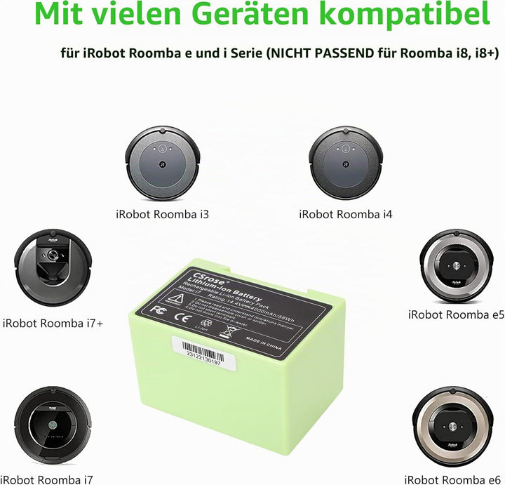 4000mah Lithium-Ionen Ersatzakku für i Robot Roomba e und i Serie i7/i7+ i4/i4+ i3/i3+ e5 e6 i7158 i
