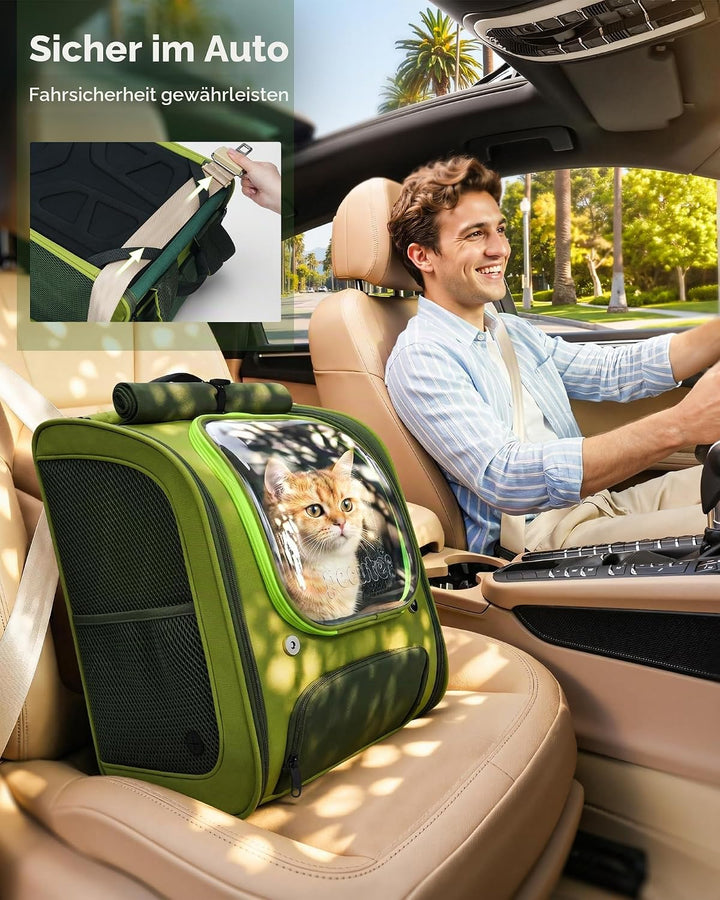 pecute Katzenrucksack Bubble Haustier Rucksack mit Netzfenster, Tragbare und Faltbare Katzentasche,