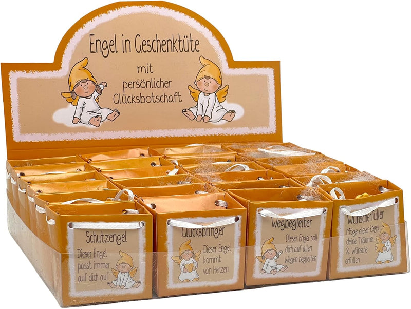 MIK funshopping Schutzengel in Tüte 2-Fach Sortiert, 24er Display, Glücksbringer (goldgelb), Goldgel
