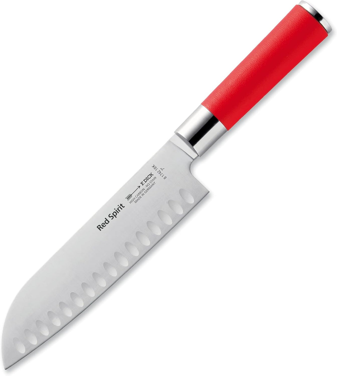 F. DICK Santoku, Küchenmesser, Red Spirit (Messer mit Klinge 18 cm, X55CrMo14 Stahl, nichtrostend, 5