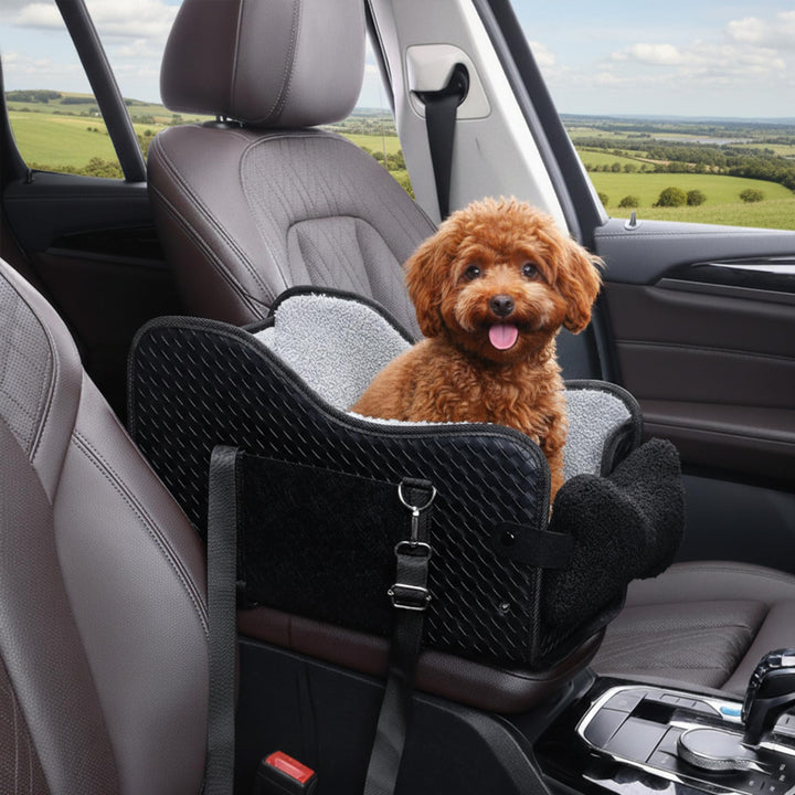 Hunde Autositz für Kleine Hunde & Katzen - Sicher auf Rücksitz, Beifahrersitz & Mittelkonsole mit Do
