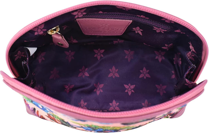 Anuschka Kosmetiktasche - Wanderlust Kollektion - Nylonstoff mit Leder Trim und Kunstdruck Dragonfly