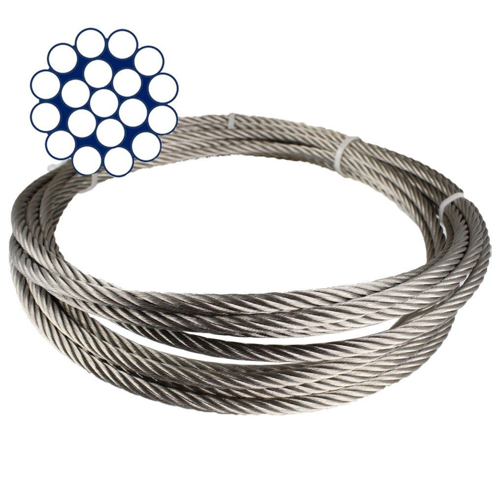50 Meter Edelstahl - Drahtseil 1x19 hart D= 2 mm - Edelstahl A4 (AISI 316) Edelstahlseil Stahlseil 5