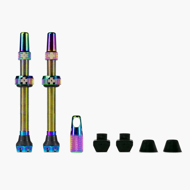 Muc-Off Unisex-Erwachsene V2 Presta Tubeless Ventile, Regenbogenfarbige, 60mm Regenbogenfarbige 60mm