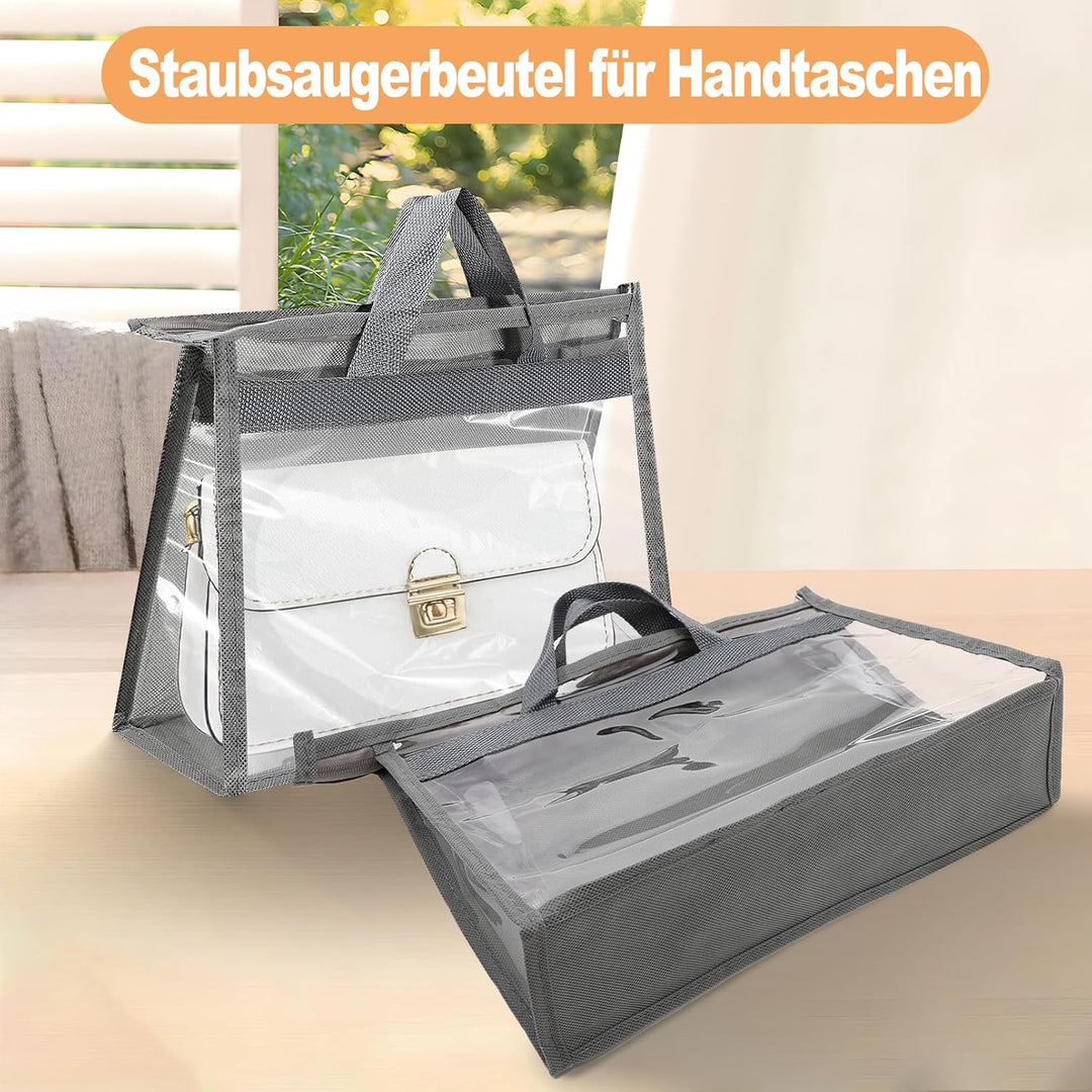 2 Stück Staubbeutel für Handtaschen, Staubschutzbeutel mit Reissverschluss und Griff, Transparente H