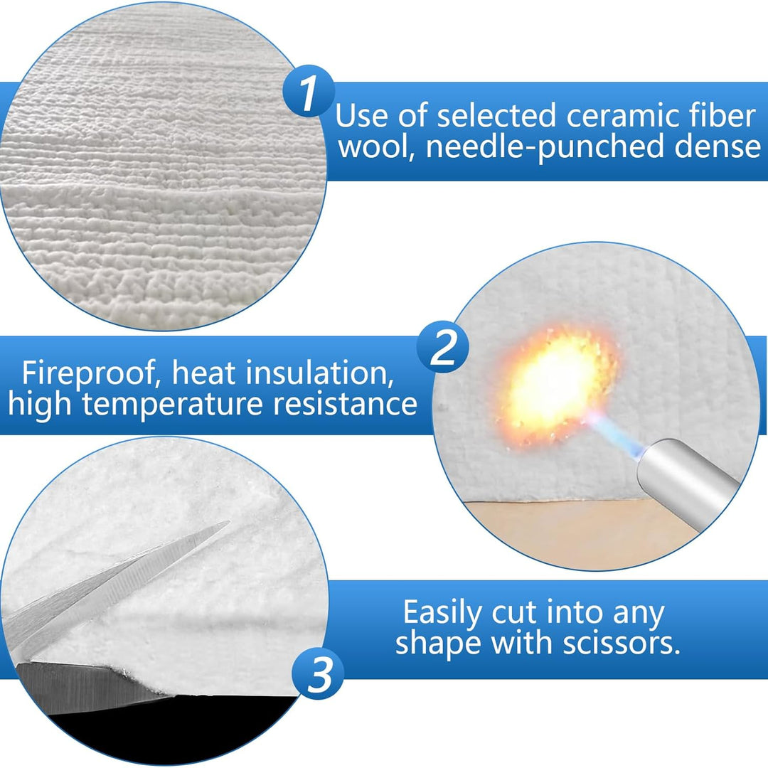 Keramikfaser-Isolierdecke 400x610x25mm (2 Stück) - Feuerfeste Hitzeschutzmatte für Öfen, Pelletöfen,