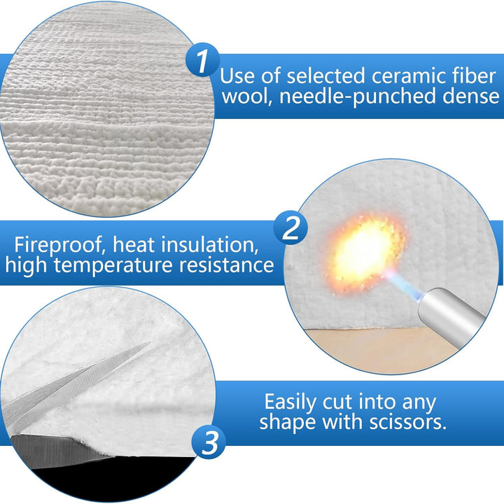 Keramikfaser-Isolierdecke 400x610x25mm (2 Stück) - Feuerfeste Hitzeschutzmatte für Öfen, Pelletöfen,