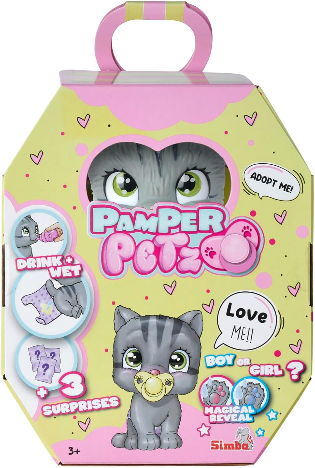 Simba 105953051 – Pamper Petz Katze, mit Trink- und Nässfunktion, Spielzeugkatze für Kinder ab 3 Jah