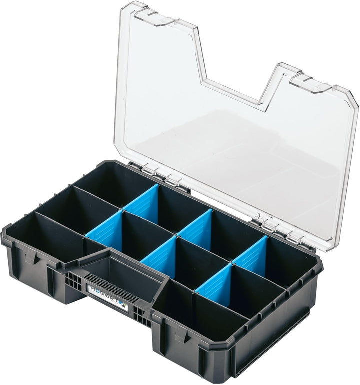 Högert Technik - Organizer mit Fächern, Abdeckung aus Polycarbonat, Verstellbare Trennwände, Extra P
