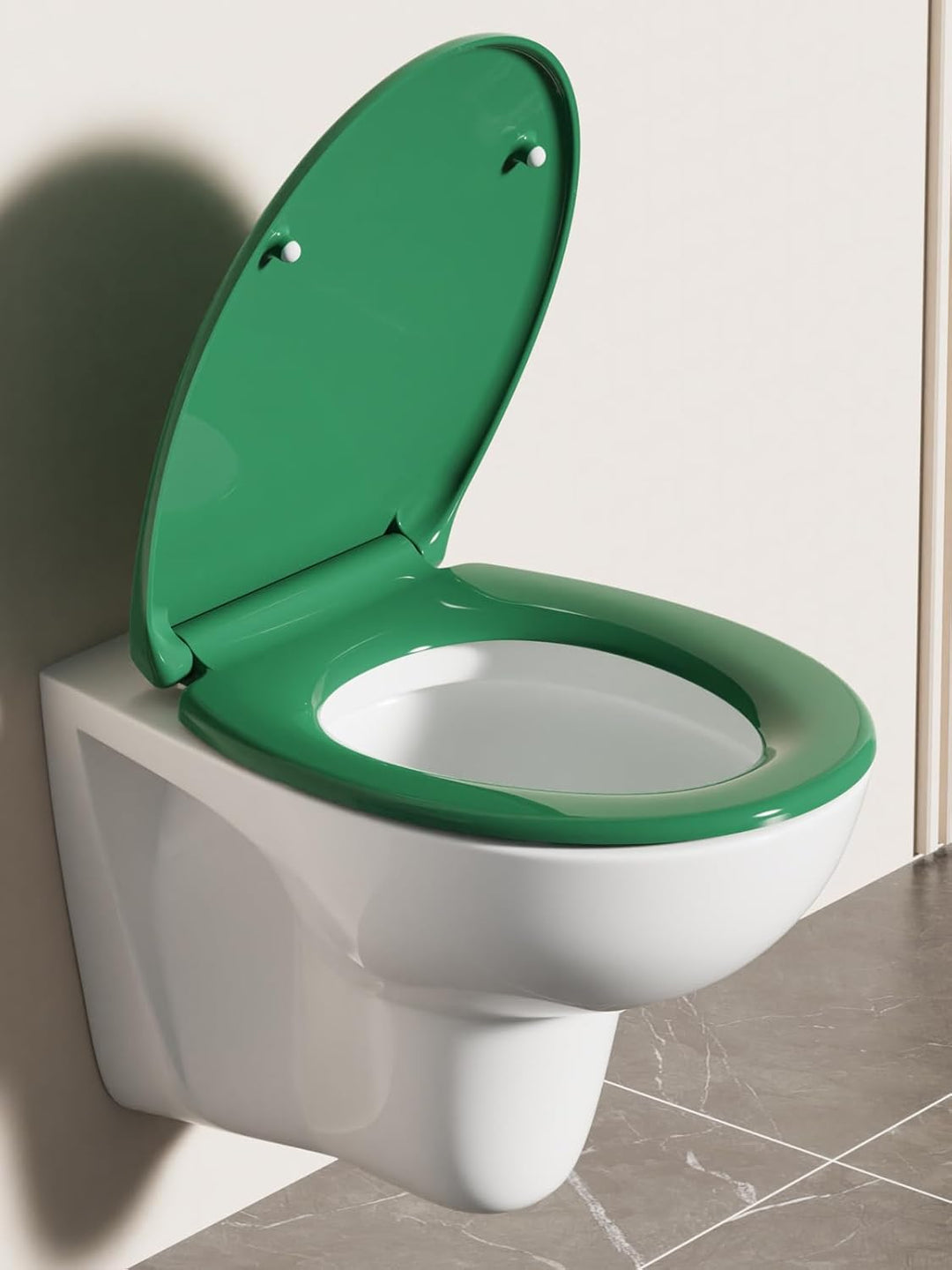YEAUPE PRO Toilettendeckel mit Absenkautomatik, WC Sitz O Form mit Soft-Close, Grün Klodeckel mit Qu
