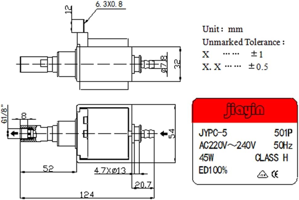 JIAYIN JYPC-501P AC220-240V 45W Ersatzteile Wasser-Magnetspule Elektromagnetische Pumpe für GC8650 /