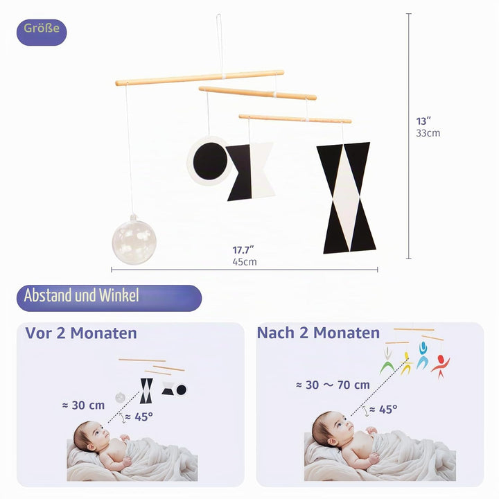 Munari Mobile, Montessori-Mobile, Babyspielzeug, Wickelspielzeug, Visuelle Verfolgung, Neugeborenen-