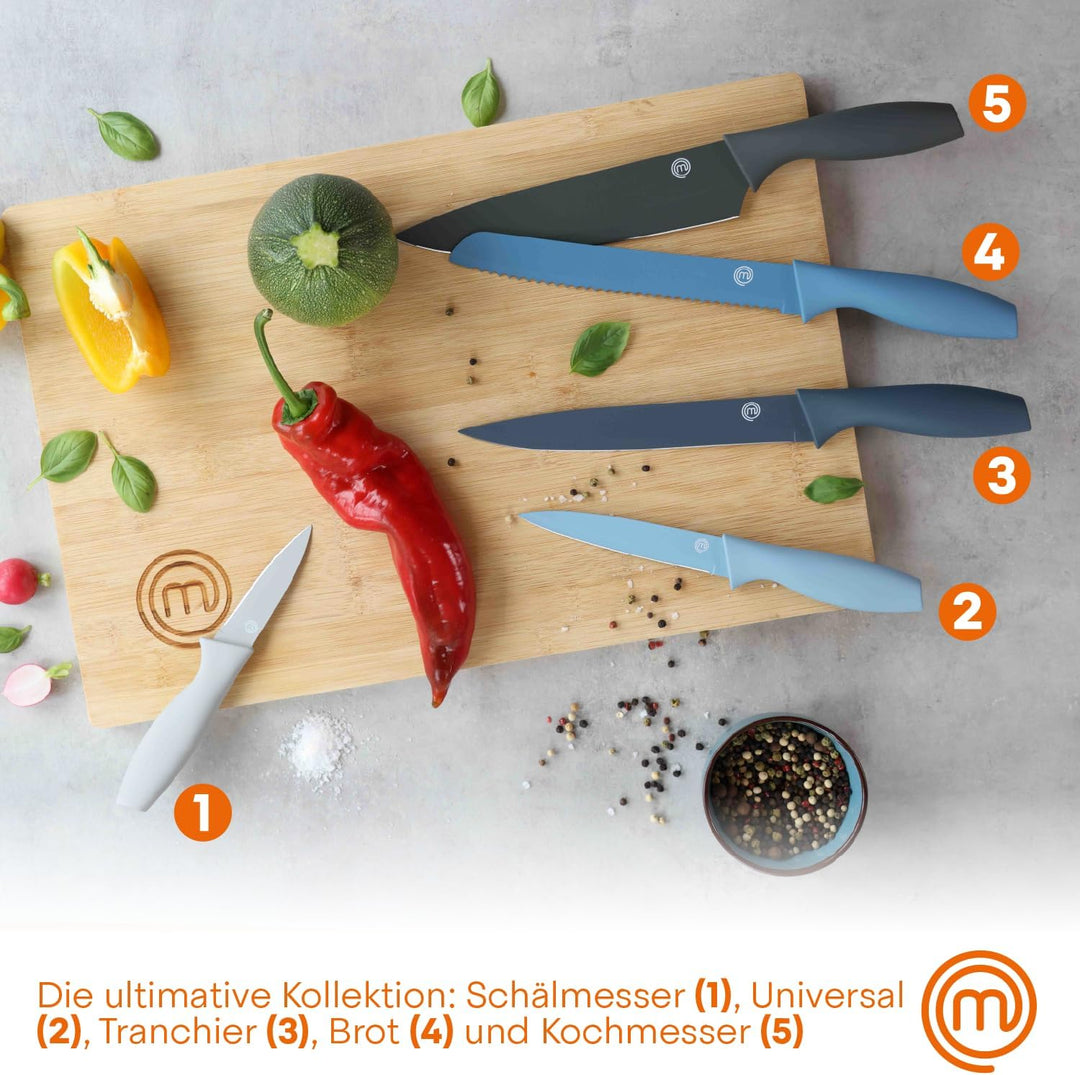 MasterChef Messerset, Küchenmesser Set ink. Kochmesser, Gemüsemesser, Schälmesser, Schneidemesser &