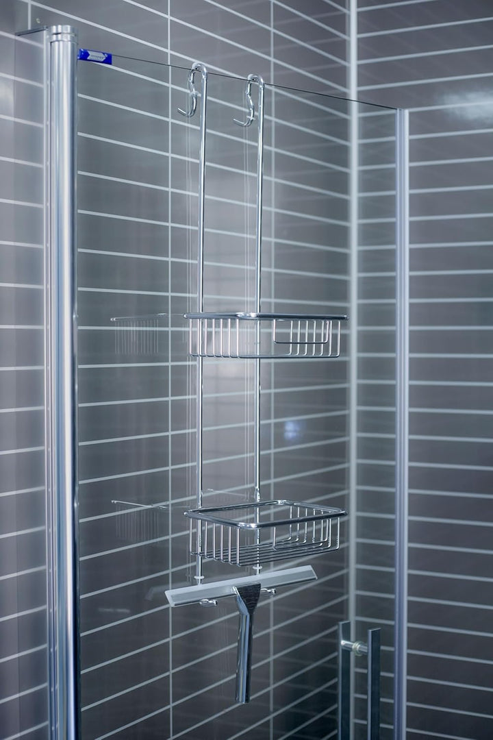 Euroshowers Duschablage zum Hängen Edelstahl Chrome glanz - Duschregal ohne Bohren für Bequeme Aufbe