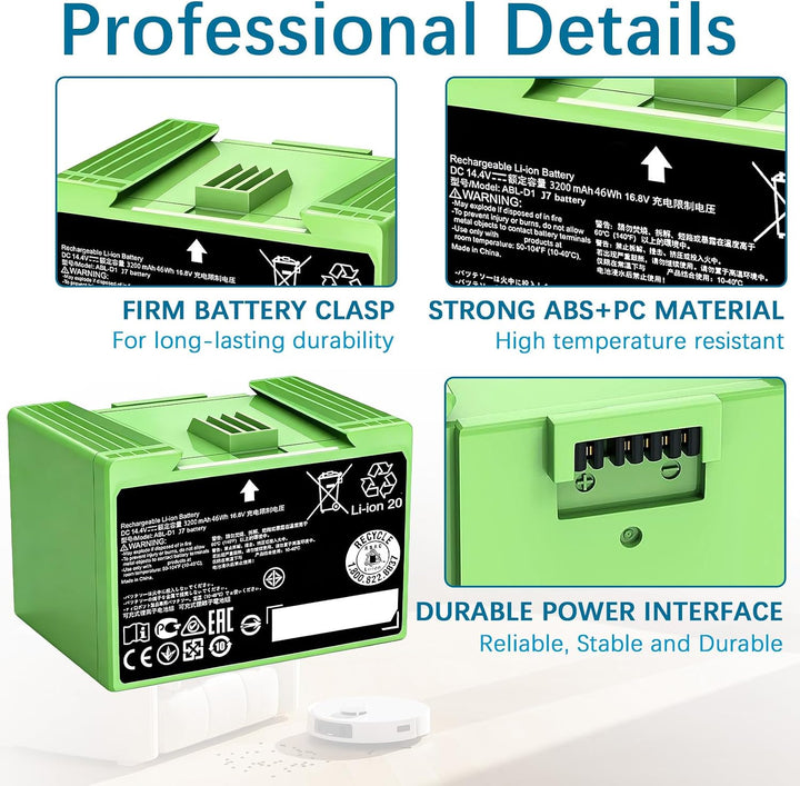 3200mAh Akku für iRobot Roomba i, j und e Serie – Ersatzbatterie ABL-D1, Kompatibel mit i7 i7+ j7 j7