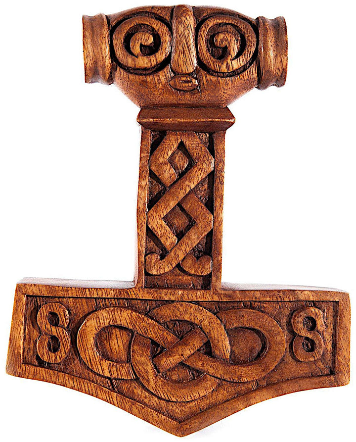 Windalf Wikinger Wanddeko MJØLNER 24 cm Thorshammer Holzbild Handarbeit