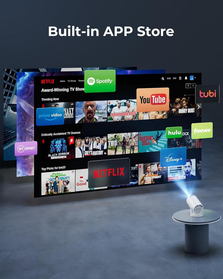 Mini Beamer Unterstützt 4K 1080P, Tragbarer Projektor mit WiFi 6 und Bluetooth 5.4, Kleiner Projekto