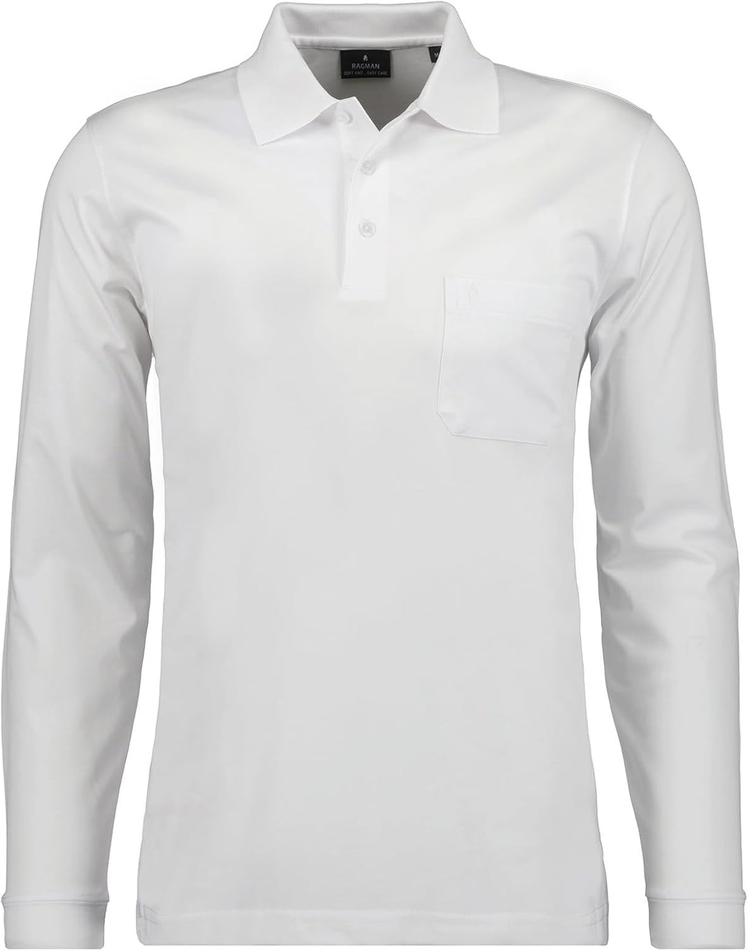 Ragman Herren Polo-Shirt, Basic, Langarm S 006-weiss, S 006-weiss