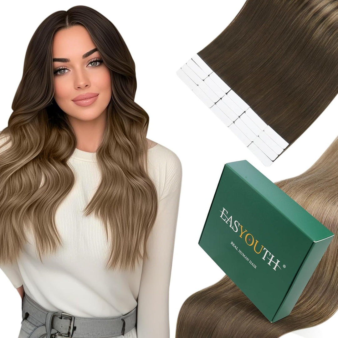 Easyouth Tape Extension Echthaar Remy Echthaar Tape Extensions Farbe Dunkelstes Braun Mischen Sie Mi