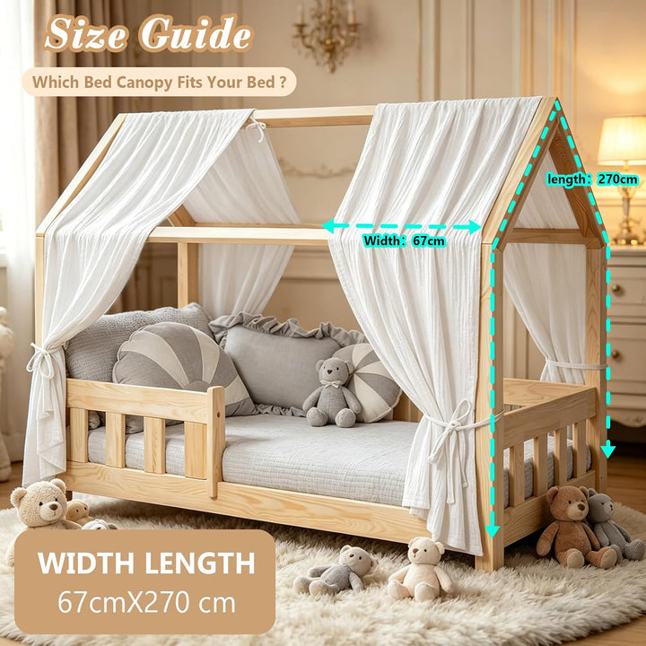Baldachin aus 100% Baumwolle für Kinderzimmer Betthimmel für Hausbett & Kinderbett Himmelbett Vorhän