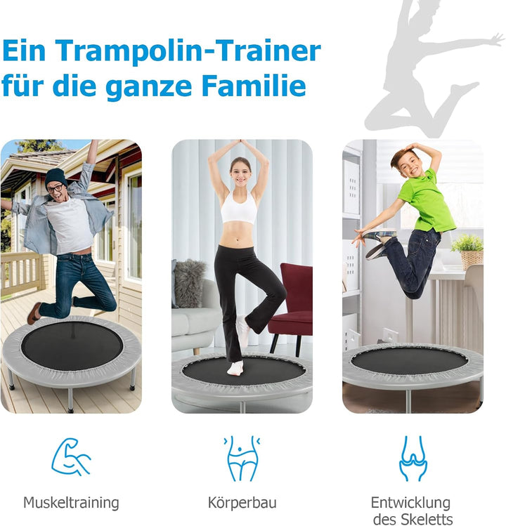 GOPLUS Faltbares Trampolin, Ø97cm Kindertrampolin klappbar bis 150kg Belastbar, Fitness Trampolin mi