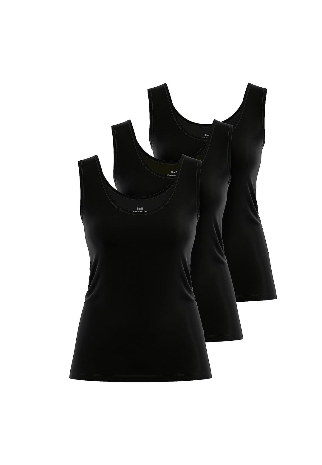 Götzburg Damen 3er Pack Basic Baumwoll-Top, Unterhemd, Achselhemd mit Breiten Trägern & Rundhalsauss