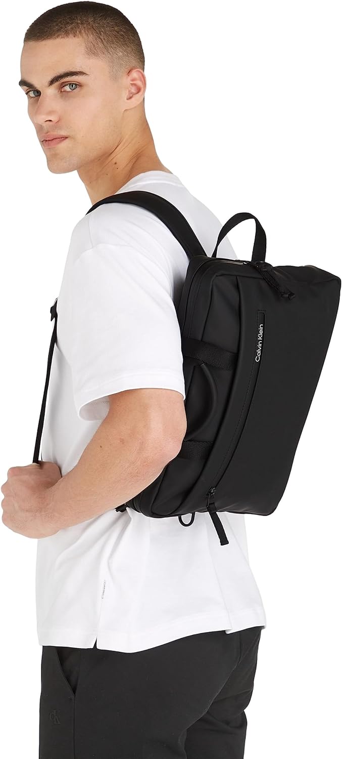 Calvin Klein Herren Gummierte, schlanke Laptoptasche Computertasche, Ck Schwarz