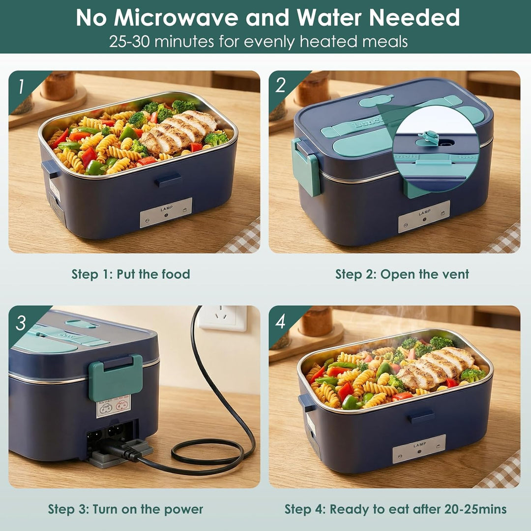 3-in-1 Schnellheizende Lunchboxen, 1,8 l grosse beheizbare Lunchbox 100 W elektrische 12 V/24 V/220