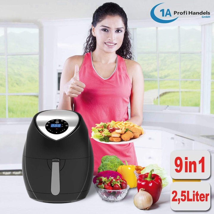 FRITTEUSE OHNE FETT HEISSLUFT-FRITTEUSE DIGITAL MULTI FRITTEUSE HEISSLUFT ECO-AIR-PROFI DC-1400W sch
