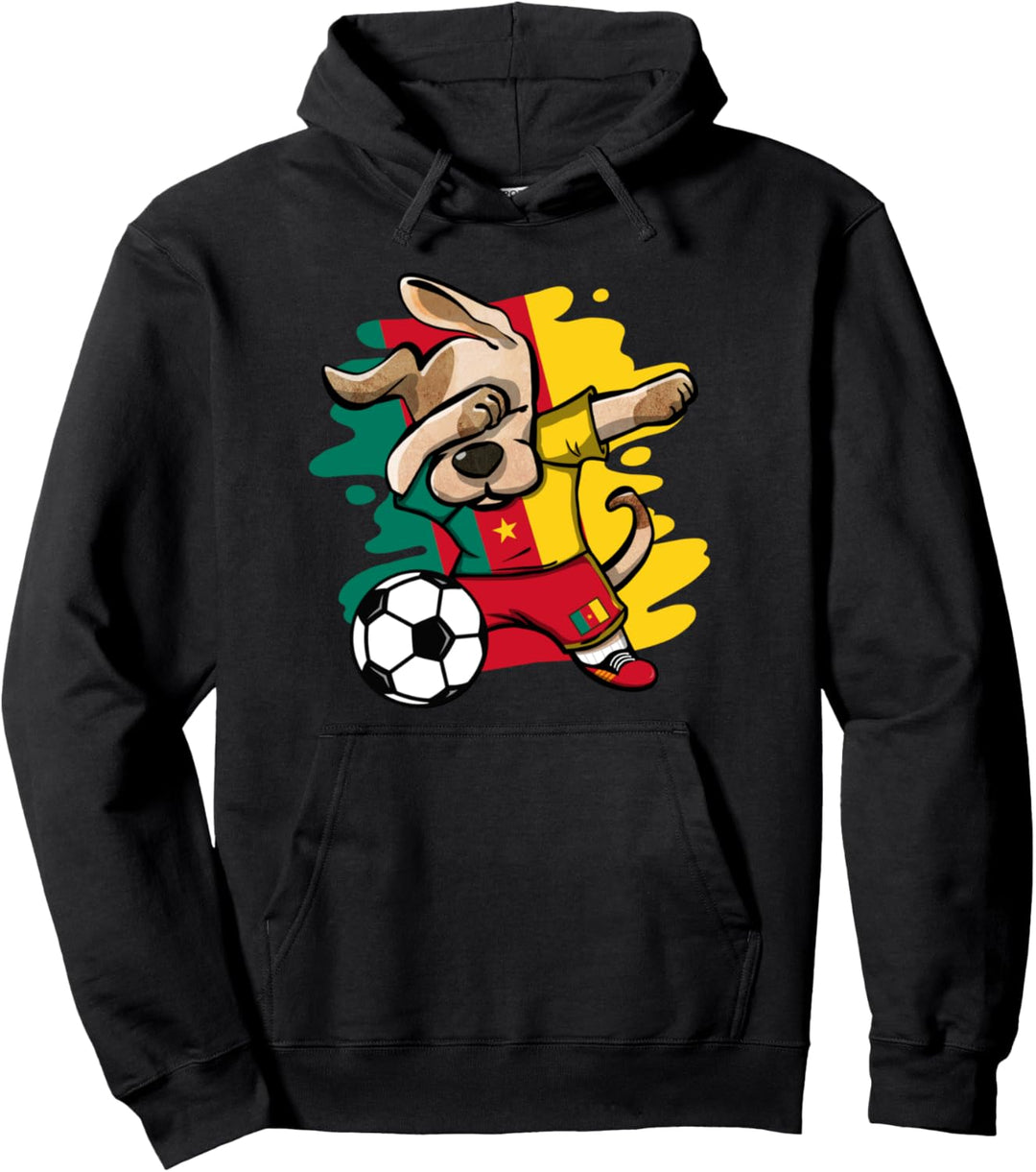 Dabbing Hund Kamerun Fussball Mannschaft Kamerunische Flagge Pullover Hoodie