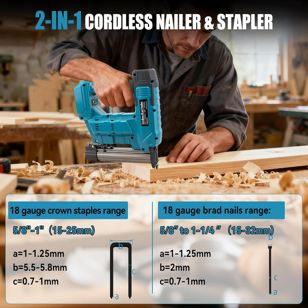 Verbesserter 18GA Akku-Nagler, kompatibel mit Makita 18V-Akku, bürstenloser Nagler, elektrischer Tac