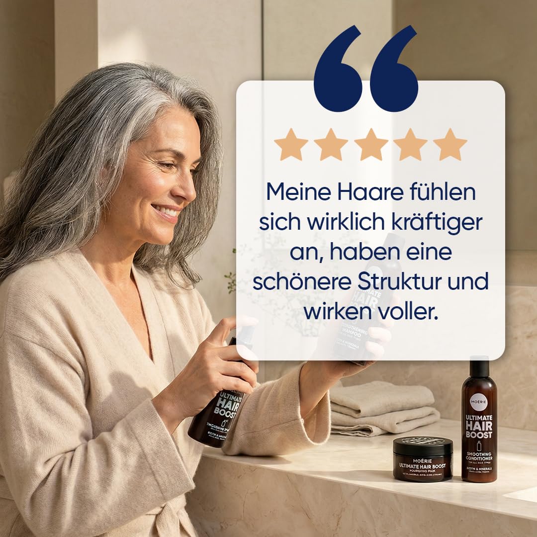 MOERIE Shampoo Set - gegen Haarausfall, Conditioner, Haarwachstum Serum & Haarmaske - natürlich Haar