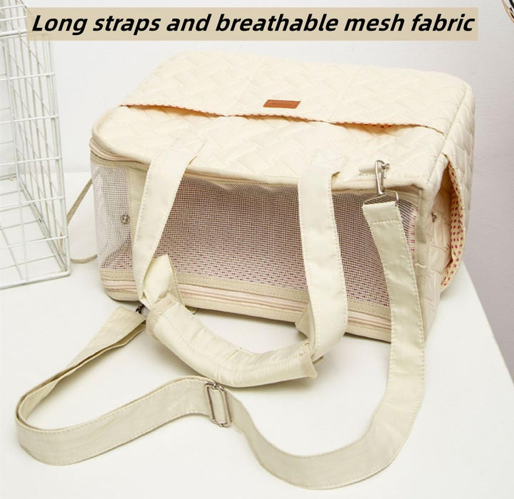 Hundetasche für kleine Hunde,Kaninchen und Katzen mit Seitentaschen,langem Tragegurt,Baumwolltasche,