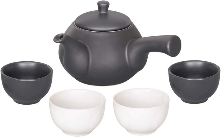 Japanisches Teeset bestehend aus eine Teekanne 600ml mit Seitengriff und 4 Teecups aus Keramik