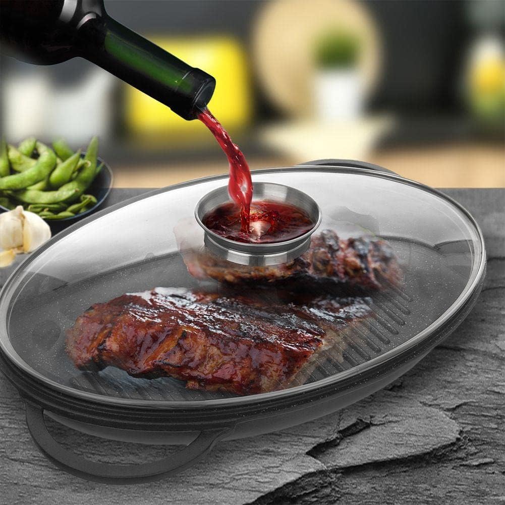 Grillpfanne Bratpfanne mit Deckel tief mit Granitbeschichtung GRANDE AROMA 43x28x6 cm