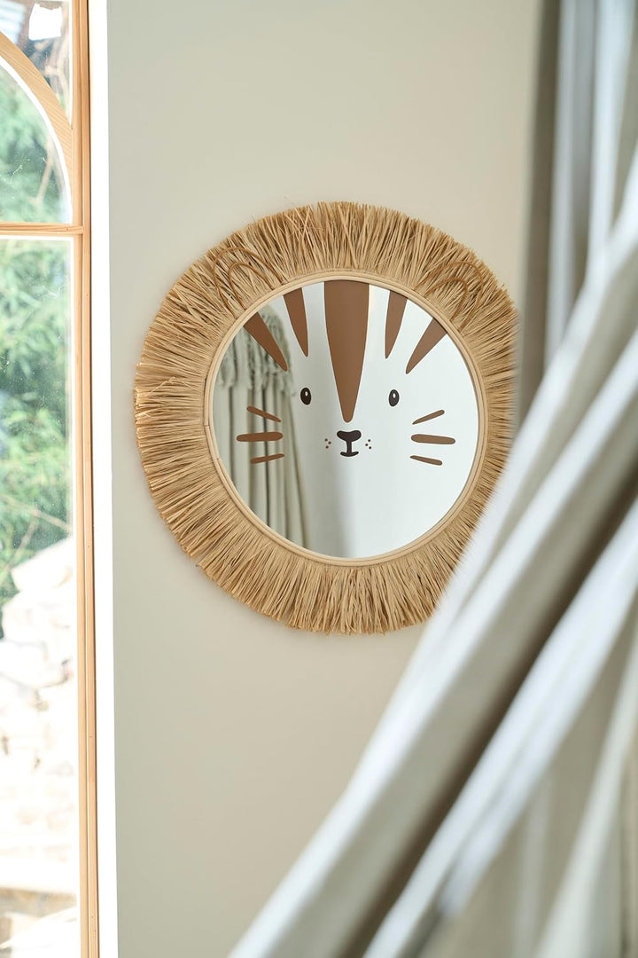 Vertbaudet Spiegel Löwe aus Rattan und Raphia Moka TU Mokka, Mokka