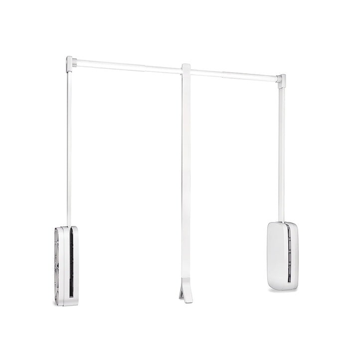 Emuca - Kleiderlift für Garderoben Sling, 830-1150mm, Weisser Kunststoff, Stahl und Kunststoff