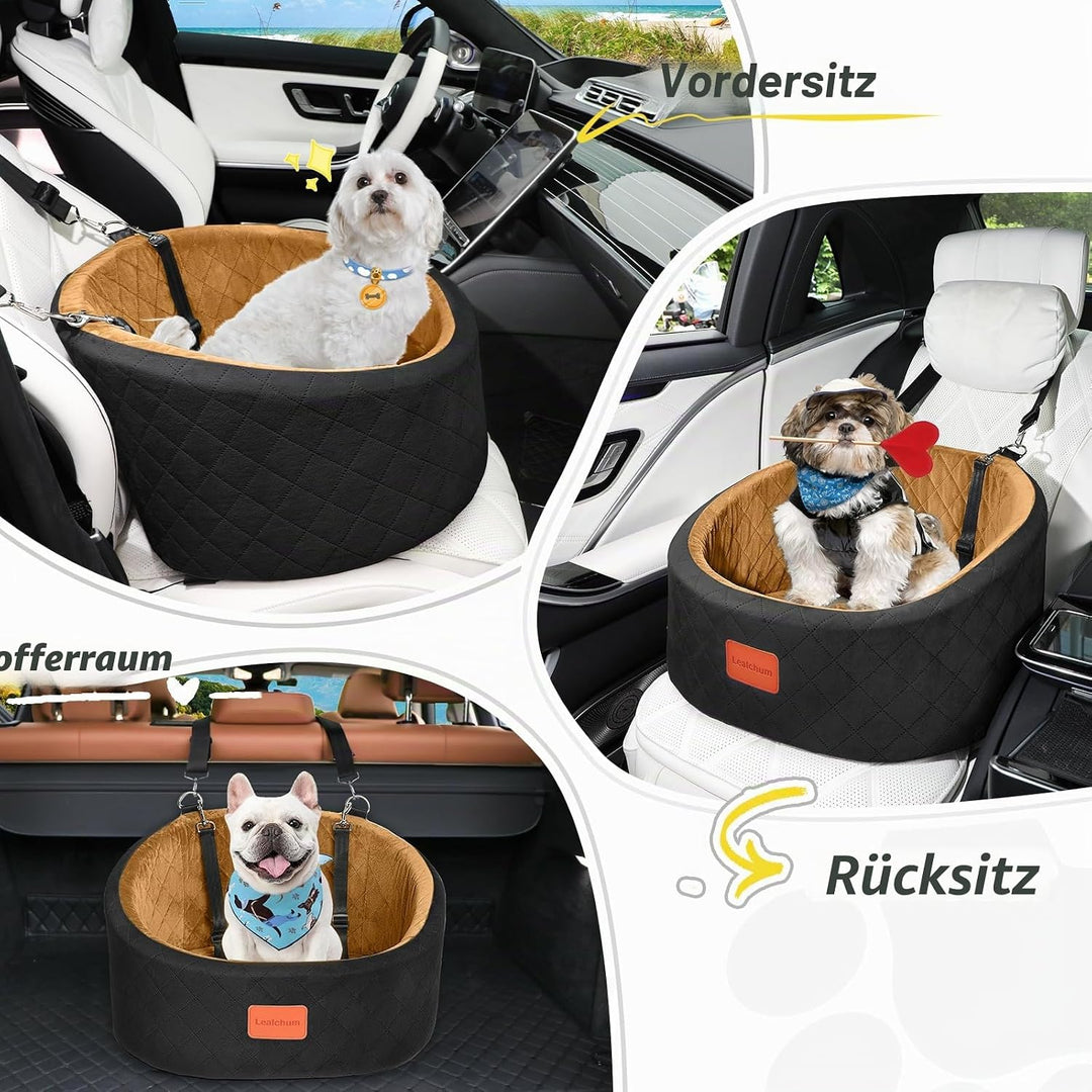 Hunde-Autositz, bequemer Haustier-Autositz mit Sicherheitsleinen zum Anklippen, waschbares Reise-Aut