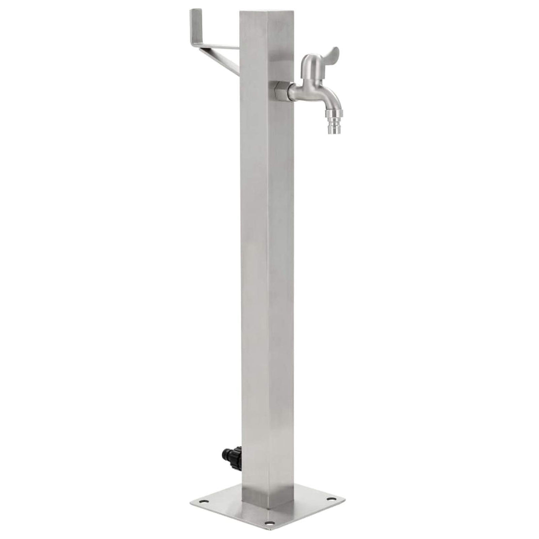 Festnight Wassersäule Garten Mit Wasserhahn Edelstahl Quadratisch Wassersäule 65 cm Gartenwasserhahn