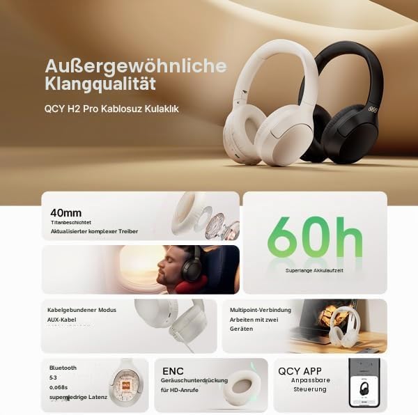 Bezdrátová sluchátka QCY H2 PRO (černá)
