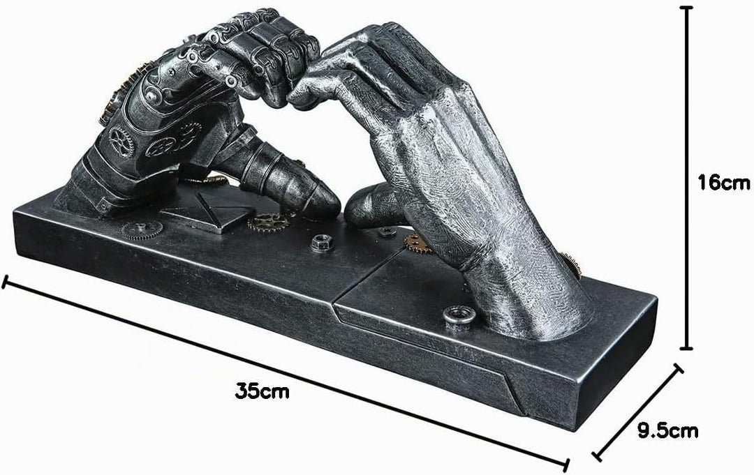 Casablanca Skulptur Love Steampunk Hand Herz silberfarben antikfinish mit kupferfarbenen Elementen,