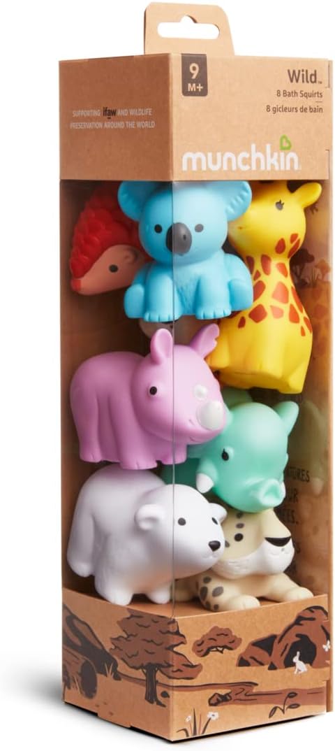 Munchkin Wild Tiere Baby Badespielzeug, 8 Stücks, Multi Wild Animals, 8 Pack, Wild Animals, 8 Pack