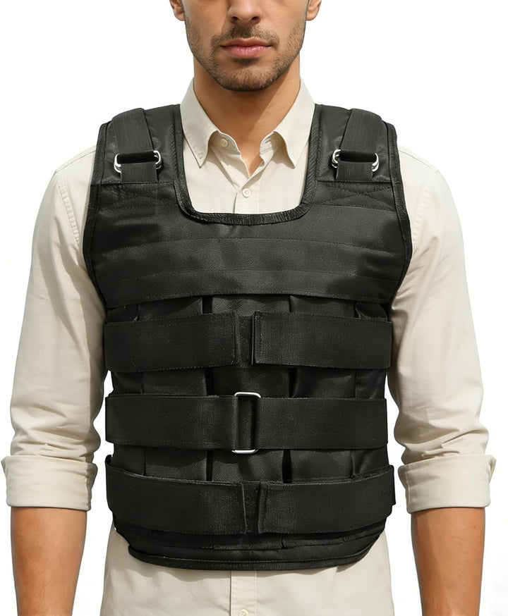 Verstellbare Gewichtsweste - Tragfähigkeit 1-50kg (ohne Gewichte) | Ergonomisches Fitness Trainingsw